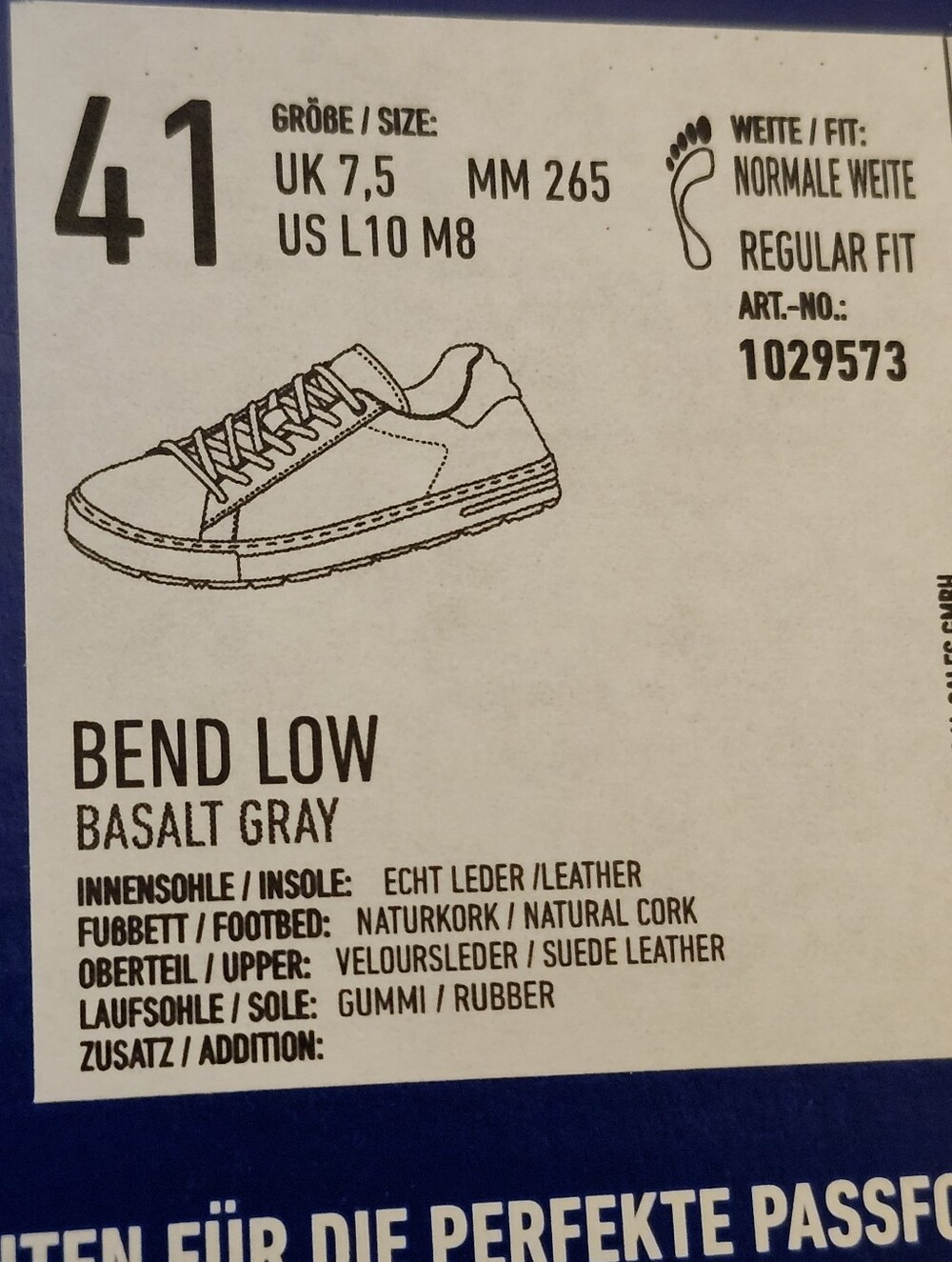 New Birkenstock Basalt Gray Bend Low Suede Leather Sneaker Shoes 41 8.5 - Picture 11 of 13